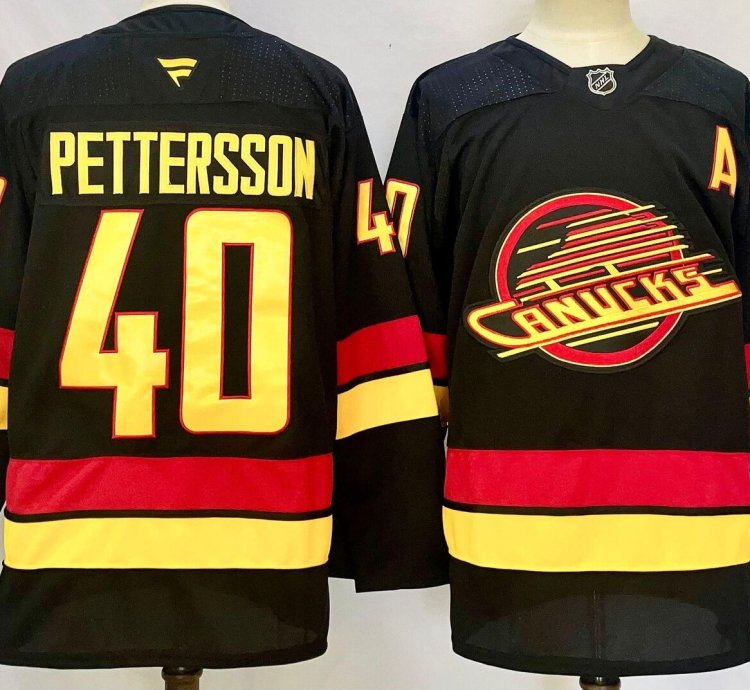 Custom Men Elias Pettersson Canucks Black Jersey All Stitched