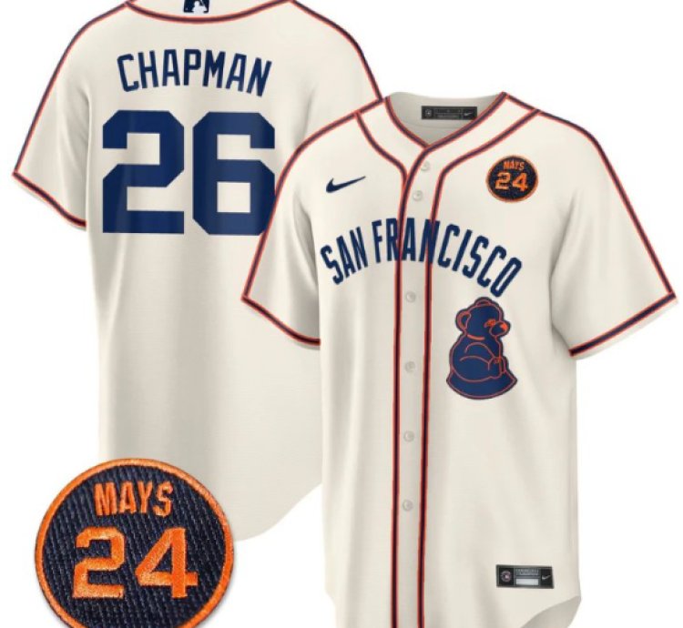 Matt Chapman Jersey 26 San Francisco Giants 24 Willie Mays Patch 2024 Vapor Premier Cream