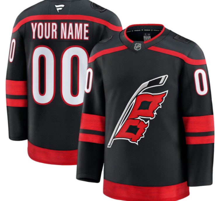 Custom Carolina Hurricanes Jersey Name And Number Premium All Stitched Black