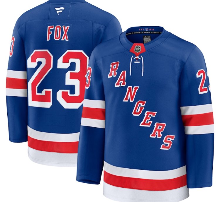 New York Rangers 23 Adam Fox Home Premium Jersey Blue