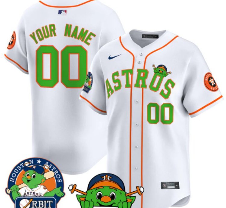 Custom Astros Jersey Name Number Orbit Patch Vapor Premier Limited V3 Stitched White
