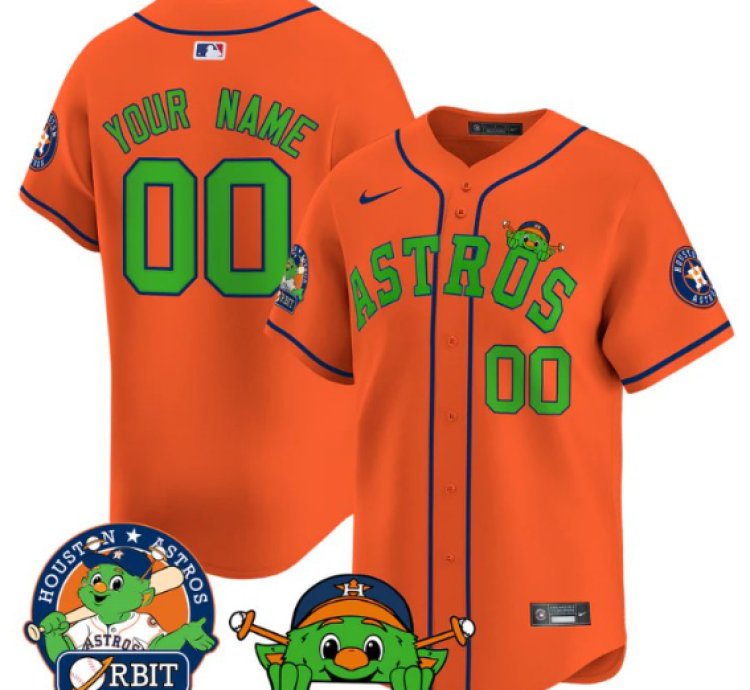 Custom Astros Jersey Name Number Orbit Patch Vapor Premier Limited V3 Stitched Orange