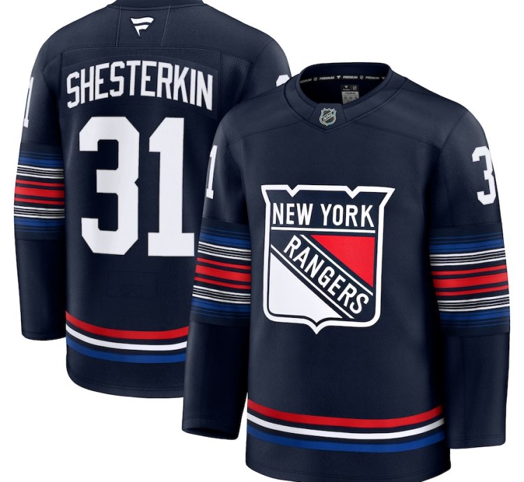 New York Rangers 31 Igor Shesterkin Alternate Premium Jersey Navy