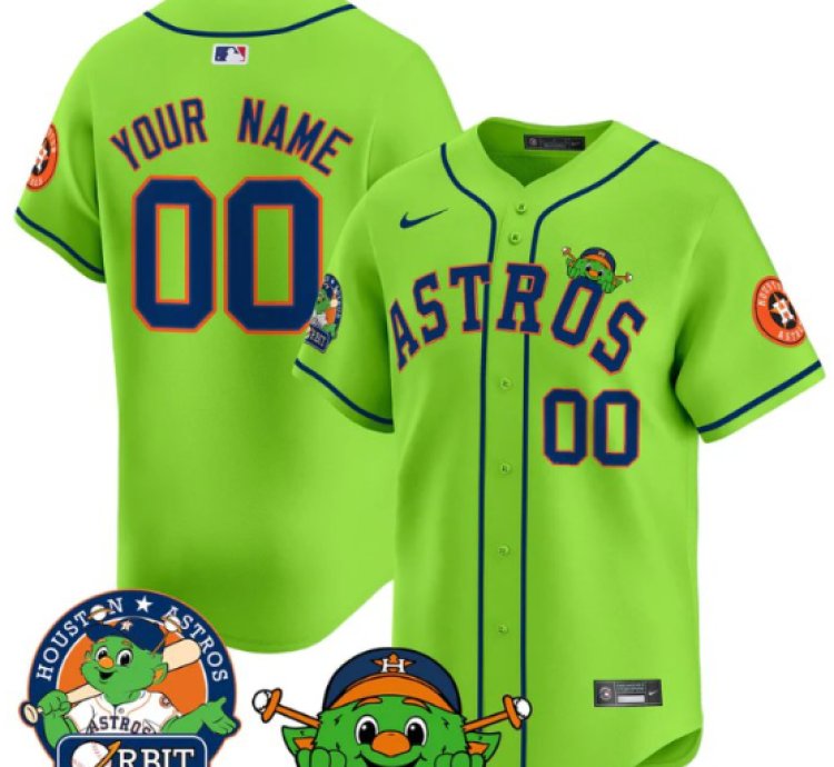 Custom Astros Jersey Name Number Orbit Patch Vapor Premier Limited V3 Stitched Green