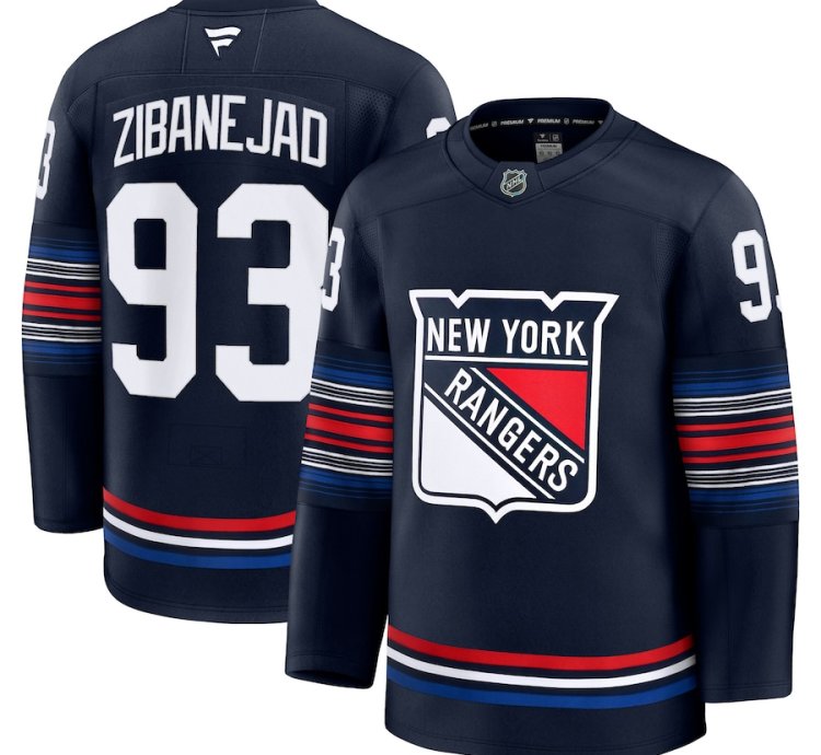 New York Rangers 93 Mika Zibanejad Alternate Premium Jersey Navy