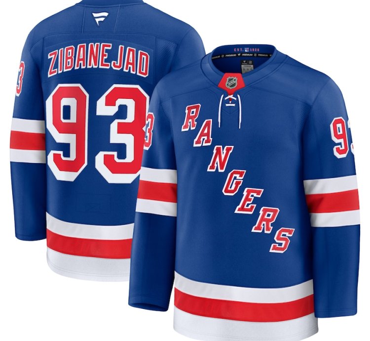 New York Rangers 93 Mika Zibanejad Home Premium Jersey Blue