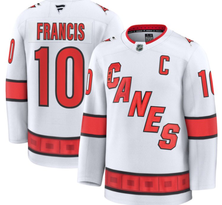 Ron Francis Jersey 10 Carolina Hurricanes Premium All Stitched White