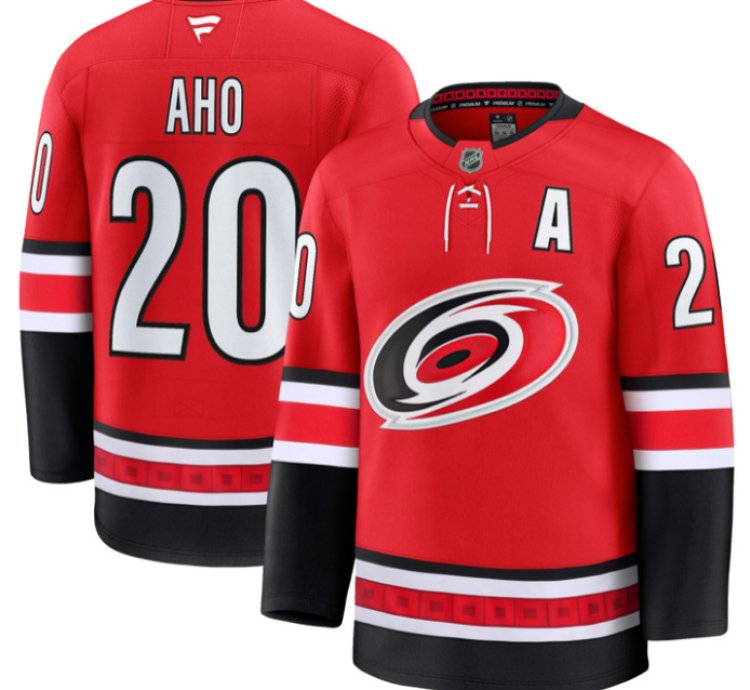 Sebastian Aho Jersey 20 Carolina Hurricanes Premium All Stitched Red