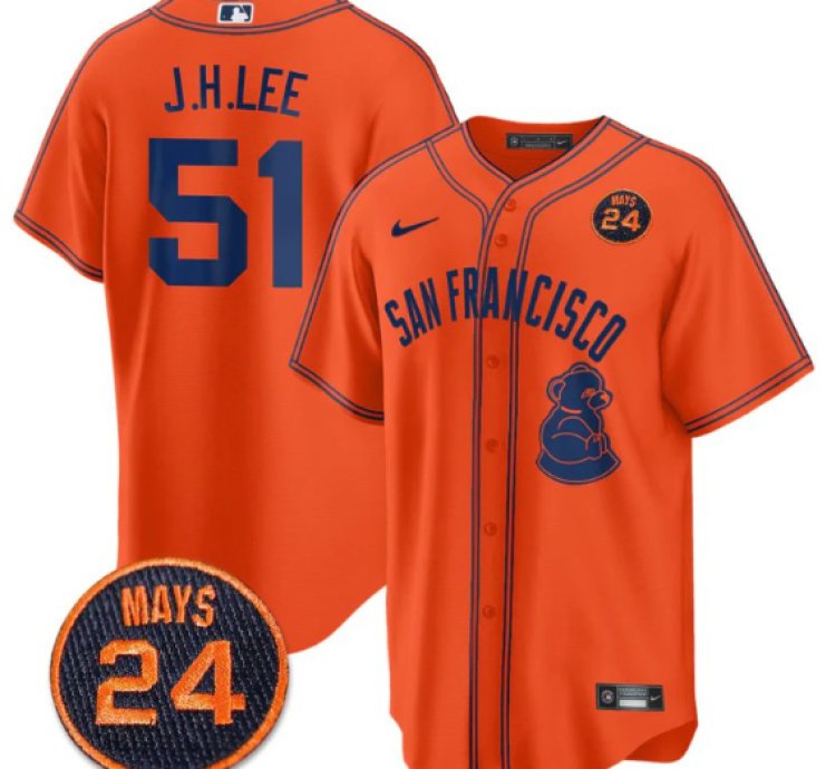 Jung-hoo Lee Jersey 51 San Francisco Giants 24 Willie Mays Patch 2024 Premier Orange Limited