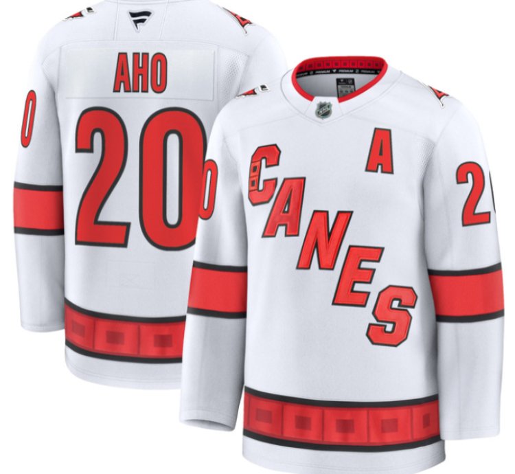 Sebastian Aho Jersey 20 Carolina Hurricanes Premium All Stitched White