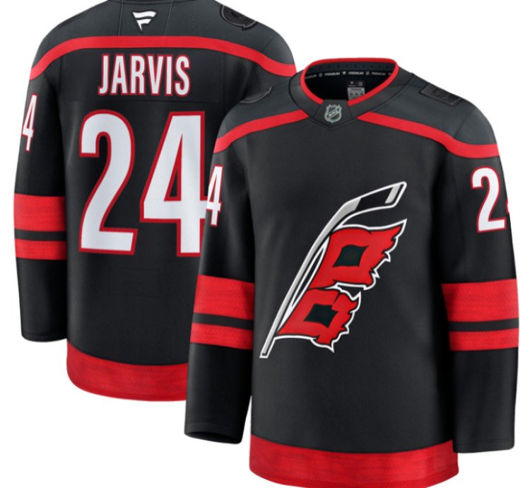 Seth Jarvis Jersey 24 Carolina Hurricanes Premium All Stitched Black
