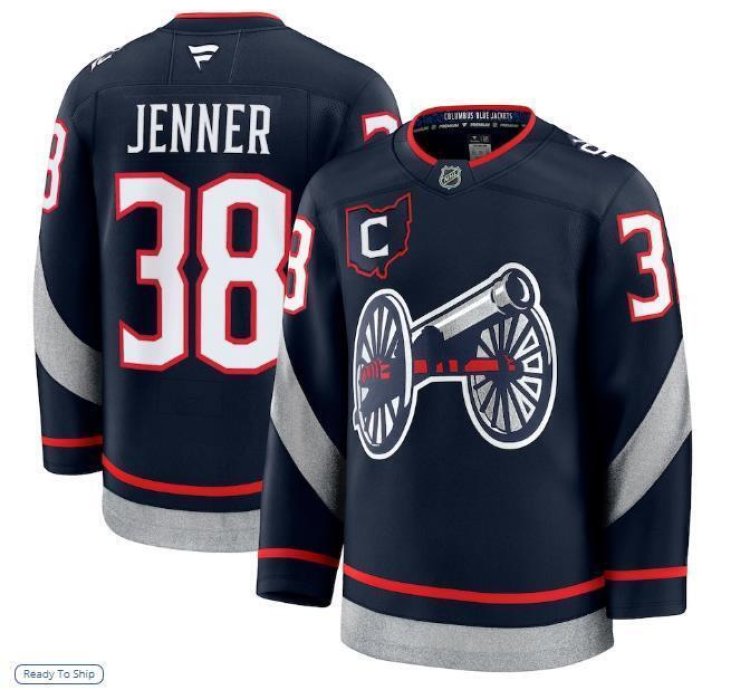 Mens Boone Jenner Jersey 38 Columbus Blue Jackets Navy All Stitched