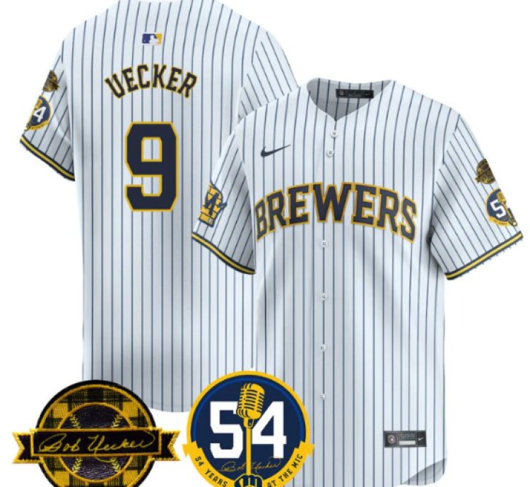Bob Uecker Jersey 9 Milwaukee Brewers 2025 Bob Uecker 54 Seasons For Brewers Stitched White