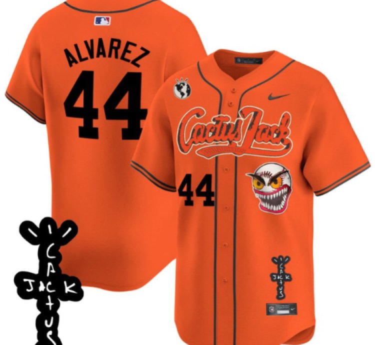Yordan Álvarez 44 Houston Astros Cactus Jack Patch V2 Men Jersey - Orange