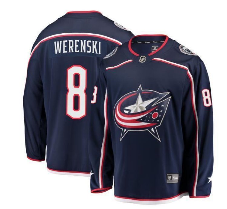 Mens Zach Werenski Jersey 8 Columbus Blue Jackets Navy All Stitched