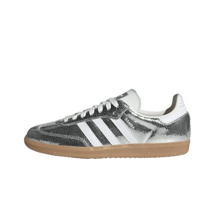 Adidas Samba Og Silver Metallic Cracked Leather Sz 12 5