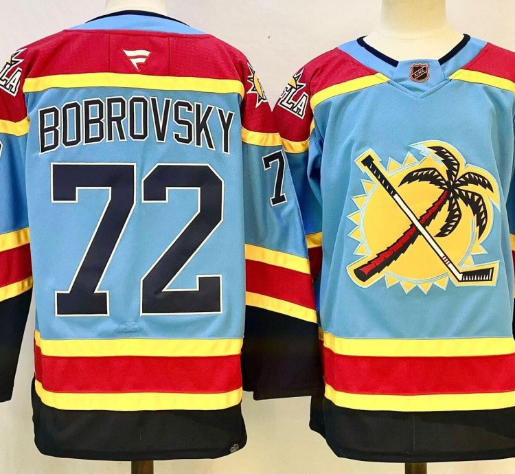 Mens Sergei Bobrovsky Jersey 72 Florida Panthers Blue All Stitched