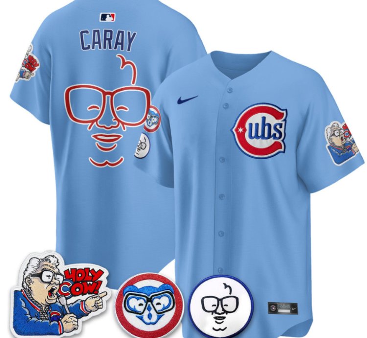 Harry Caray Jersey Chicago Cubs Harry Caray Holy Cow Patch Premier Limited Stitched Blue