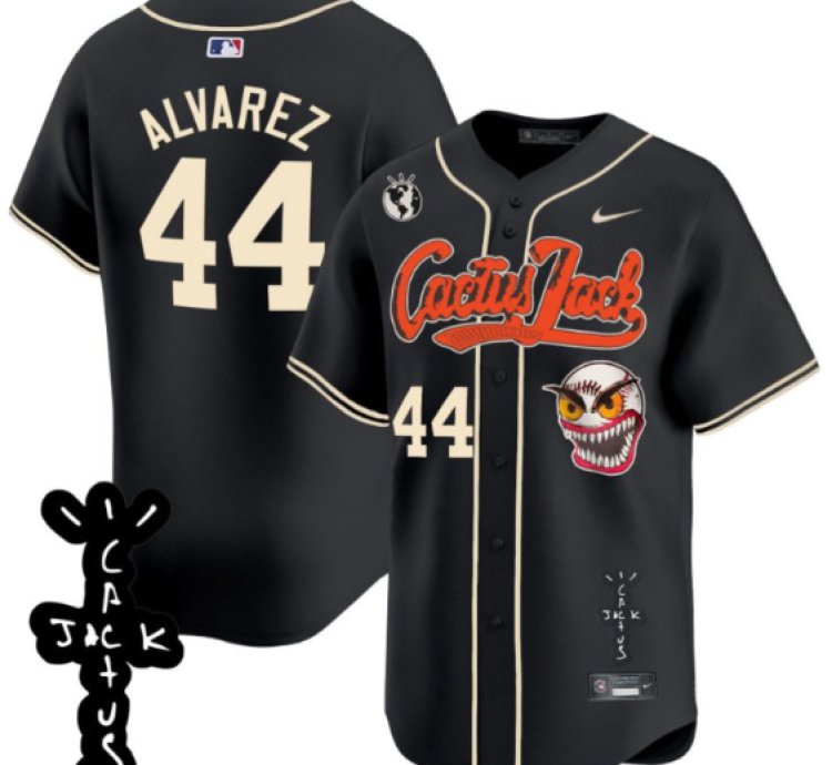 Yordan Álvarez 44 Houston Astros Cactus Jack Patch V2 Men Jersey - Black