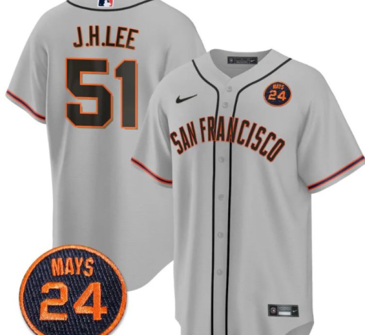 Jung-hoo Lee Jersey 51 San Francisco Giants 24 Willie Mays Patch 2024 Premier Gray