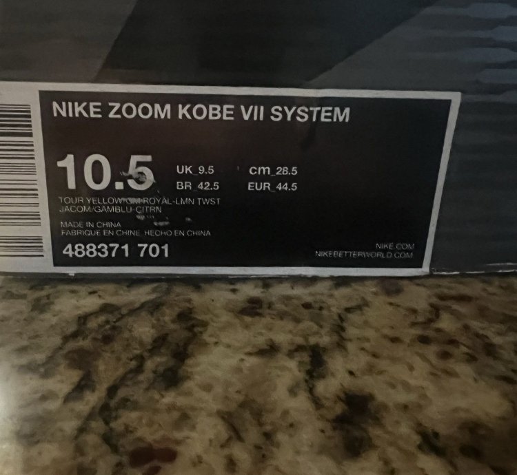 Kobe 7 Barcelona Size 10 5