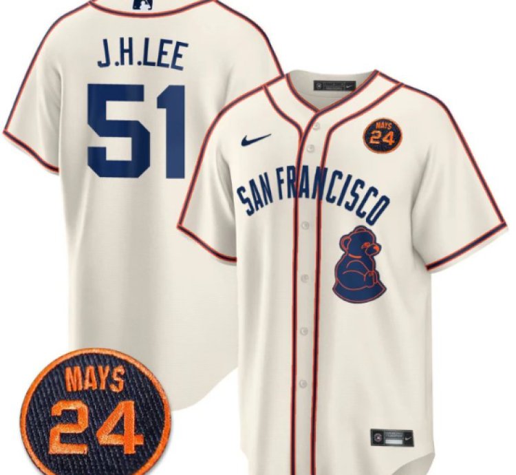Jung-hoo Lee Jersey 51 San Francisco Giants 24 Willie Mays Patch 2024 Premier Cream