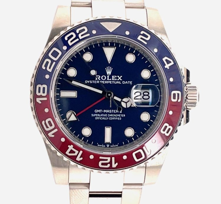 Rolex Gmt-master Ii 126719blro Blue Dial White Gold Box And Papers Unworn