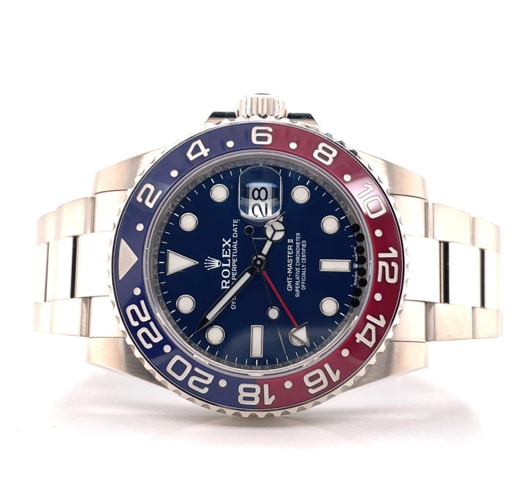 Rolex Gmt-master Ii 126719blro Blue Dial White Gold Box And Papers Unworn