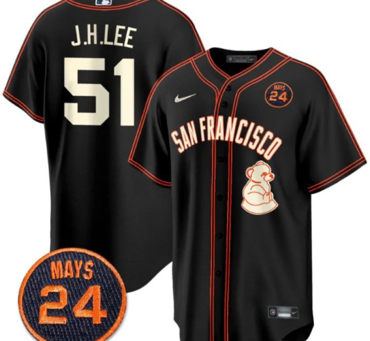 Jung-hoo Lee Jersey 51 San Francisco Giants 24 Willie Mays Patch 2024 Premier Black Limited