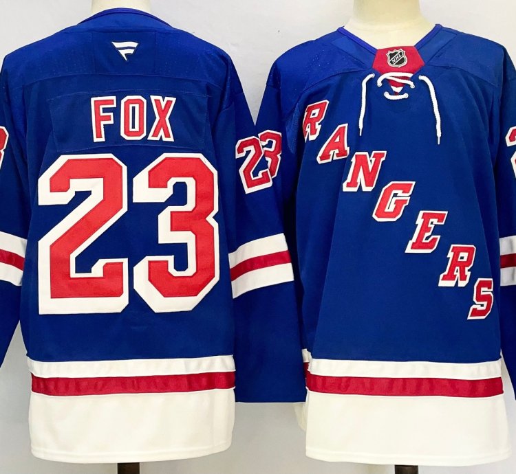 Mens Adam Fox Jersey 23 New York Rangers Blue Home Stitched
