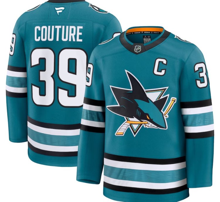 San Jose Sharks 39 Logan Couture Home Premium Jersey Teal