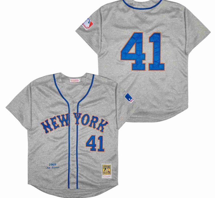 New York Mets 41 Tom Seaver Jersey Stitched 1969 Hemp Grey