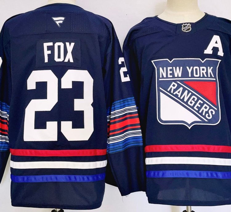 Mens Adam Fox Jersey 23 New York Rangers Navy Alternate Stitched