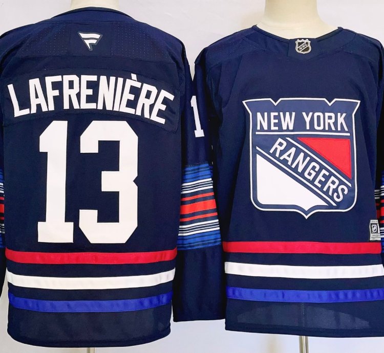 Mens Alexis Lafrenière Jersey 13 New York Rangers Navy Alternate Stitched