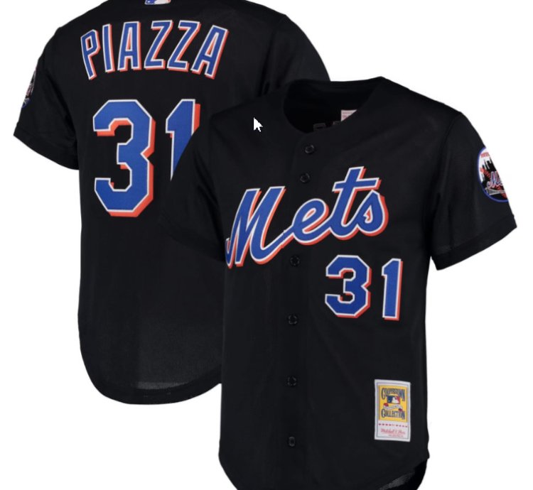 Piazza 31 New York Mets Black Jersey - All Stitched