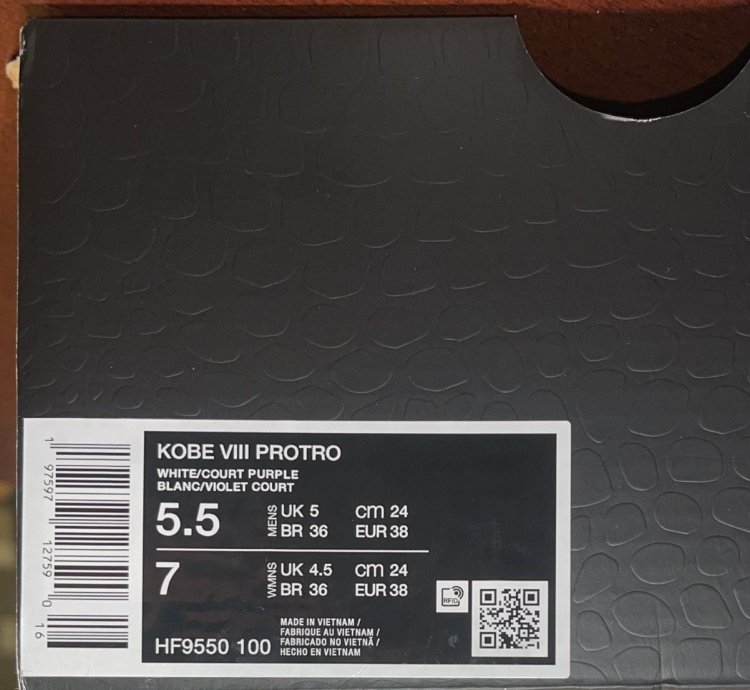 Kobe 8 Protro Lakers Home - Brand New No Box Lid