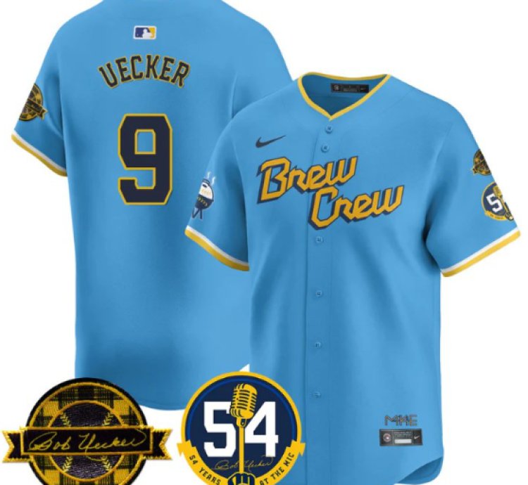 Bob Uecker Jersey 9 Milwaukee Brewers 2025 Bob Uecker 54 Seasons For Brewers Stitched City Connect