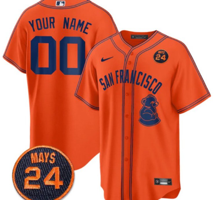 Custom San Francisco Giants Jersey 24 Willie Mays Patch 2024 Vapor Premier Limited Orange Limited