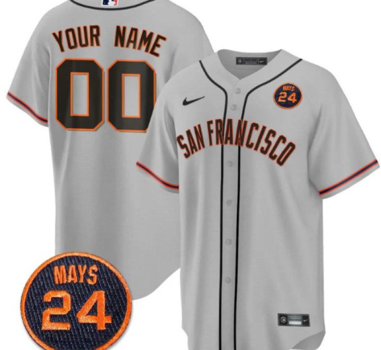 Custom San Francisco Giants Jersey 24 Willie Mays Patch 2024 Vapor Premier Limited Gray