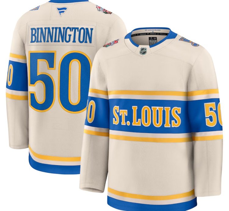 St Louis Blues 50 Jordan Binnington 2025 Nhl Winter Classic Premium Cream Jersey