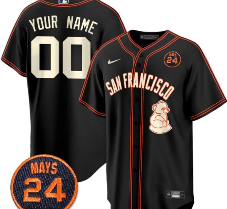 Custom San Francisco Giants Jersey 24 Willie Mays Patch 2024 Vapor Premier Limited Black Limited