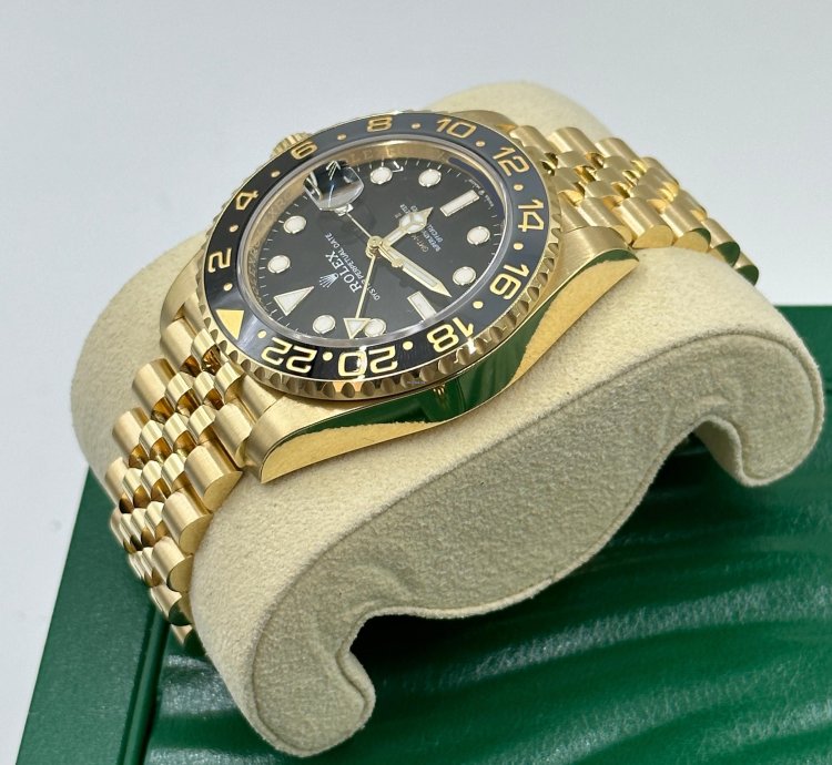Rolex Gmt-master Ii 18 Ct Yellow Gold Black Dial Jubilee