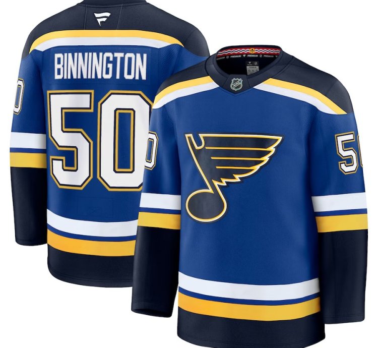 St Louis Blues 50 Jordan Binnington Home Premium Jersey Blue