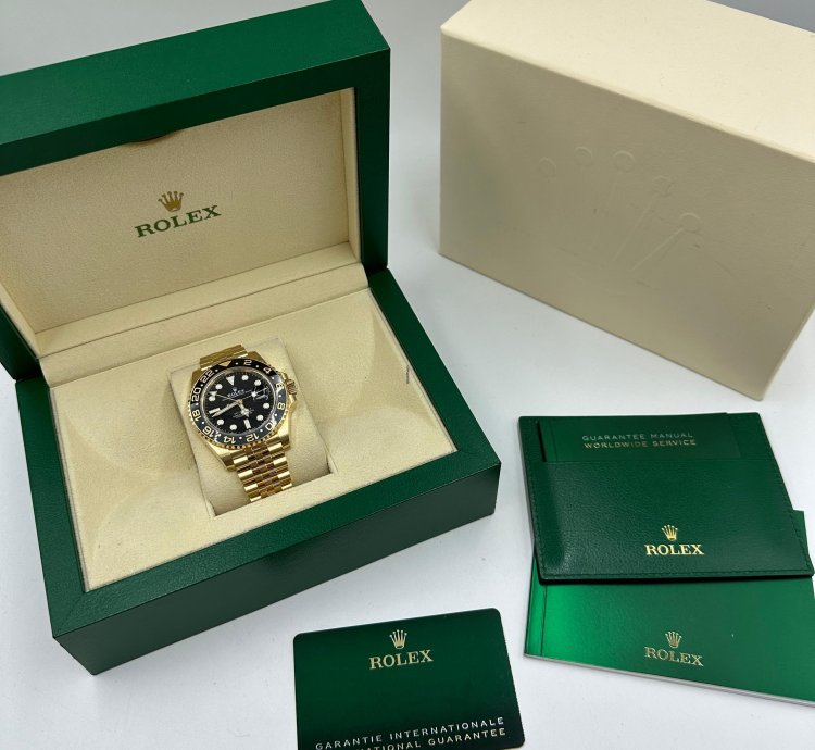 Rolex Gmt-master Ii 18 Ct Yellow Gold Black Dial Jubilee