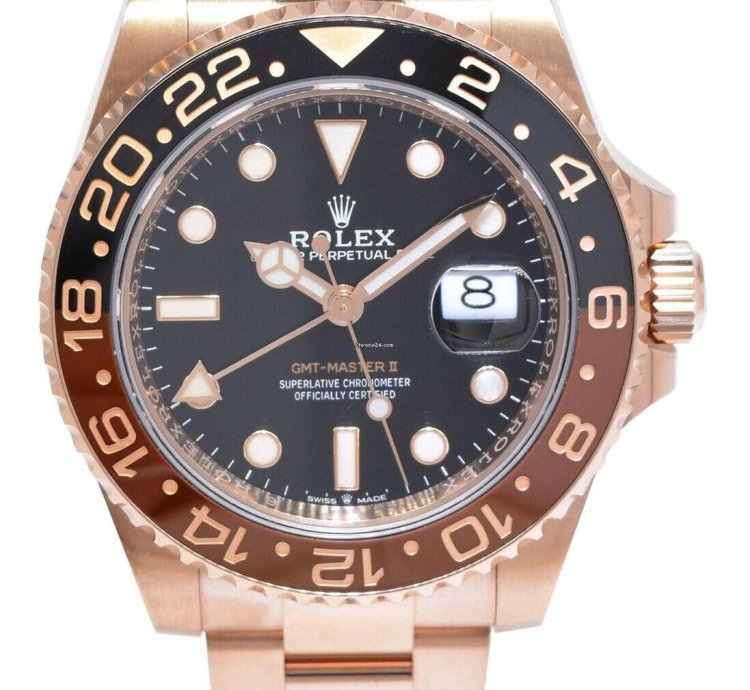 Rolex Gmt-master Ii 18k Everose Gold Root Beer Ceramic Bezel Watch 18 126715