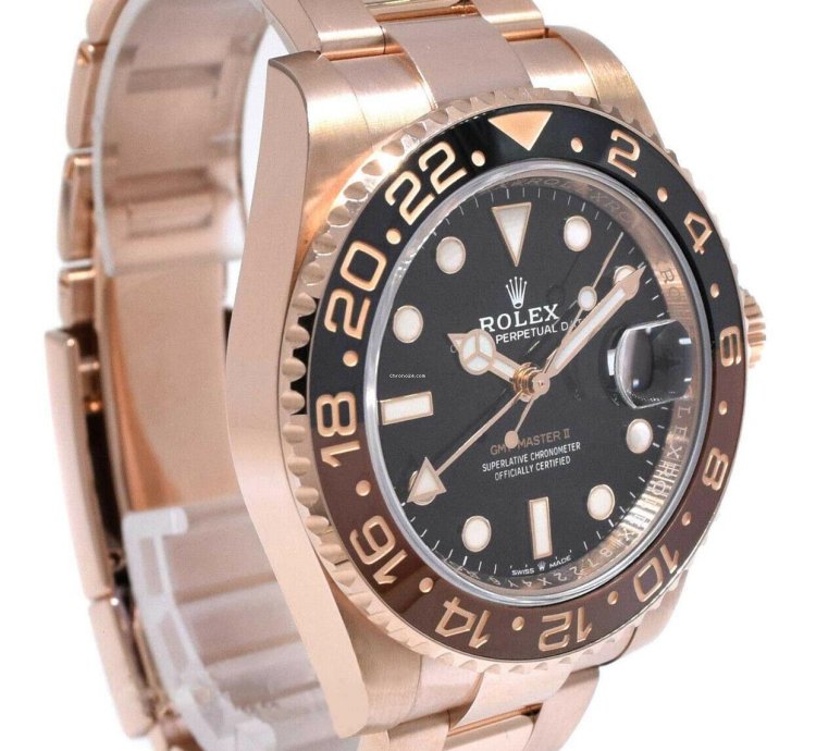 Rolex Gmt-master Ii 18k Everose Gold Root Beer Ceramic Bezel Watch 18 126715