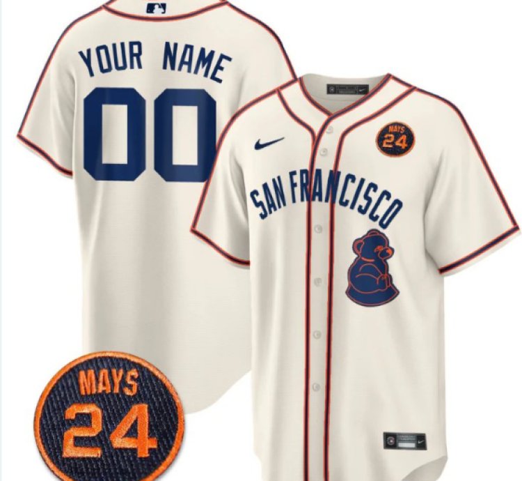 Custom San Francisco Giants Jersey 24 Willie Mays Patch 2024 Vapor Premier Limited Cream