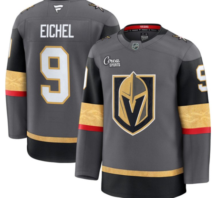 Jack Eichel Jersey 9 Vegas Golden Knights Premium Stitched Gray