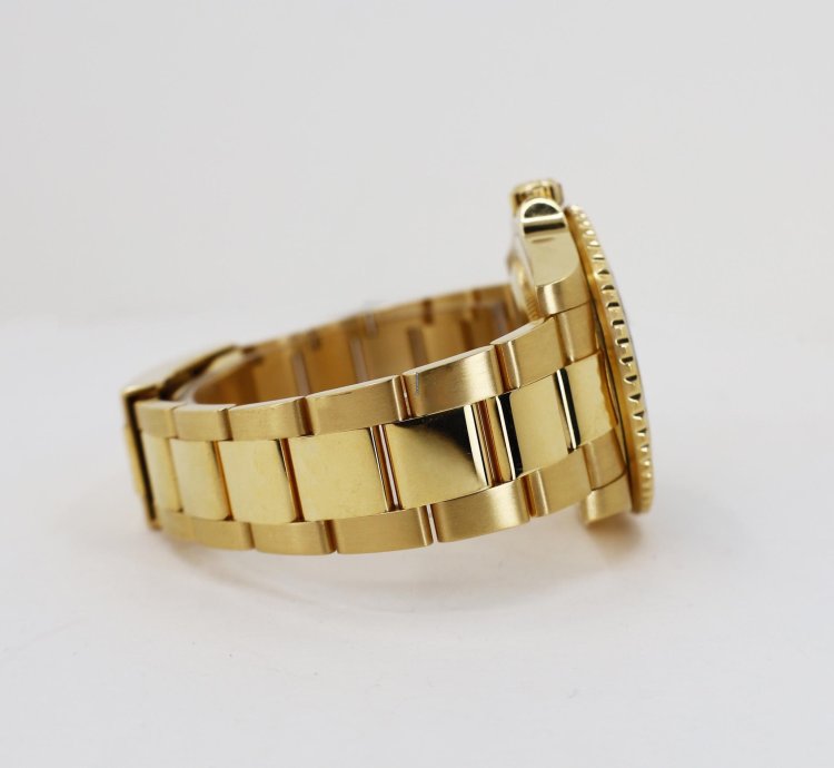 Rolex Gmt-master Ii 18k Yellow Gold Black Bezel Green Dial Oyster Band