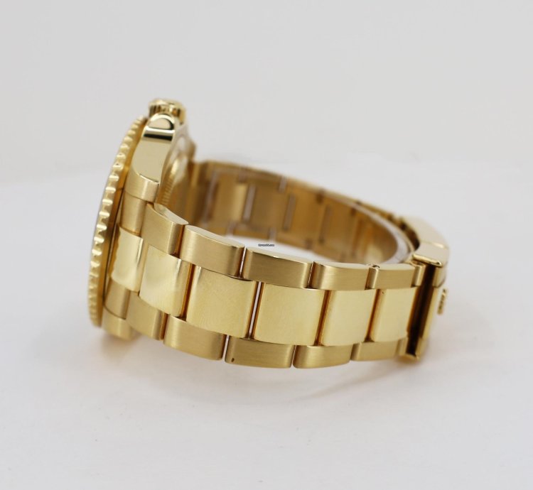 Rolex Gmt-master Ii 18k Yellow Gold Black Bezel Green Dial Oyster Band